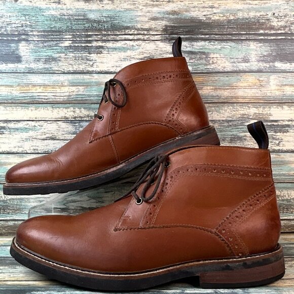 Nunn Bush Chukka Boot Size 11M Brown Leather Brogue Lace Up Lightweight Dress - Picture 2 of 11